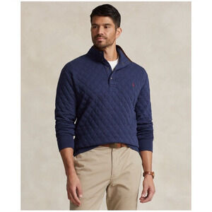 NEW Polo Ralph Lauren Men's Tall Quilted Jersey Pullover Sweatshirt Blue 2XLT